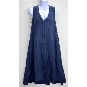 ROSSO35 Women's Navy Blue Linen A Line Dress Size 40 EU‎ Small US